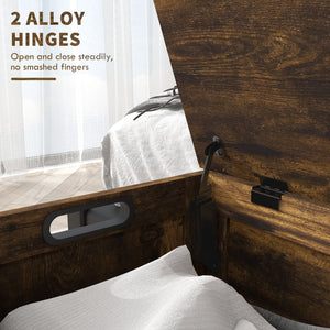 Storage chest with 2 safety hinges, rustic brown