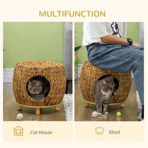 Wicker cat basket with washable cushion