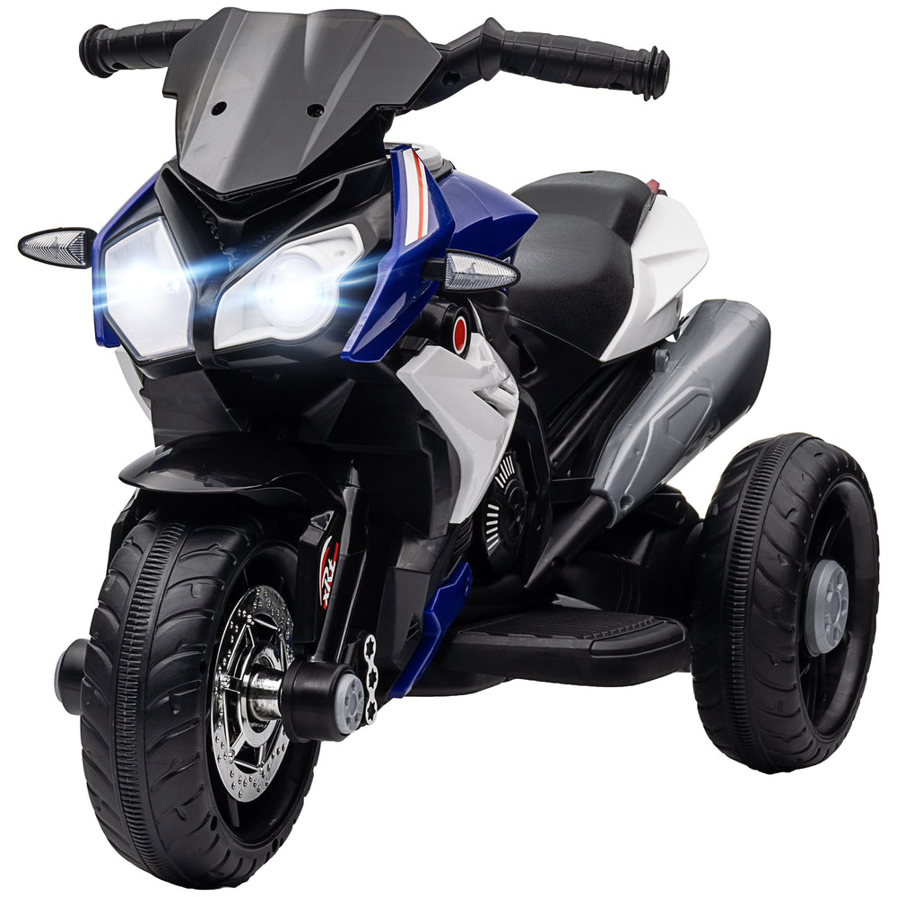6V Electric Motorcycle with 3 Wheels, Music, Horn, Lights, Blue