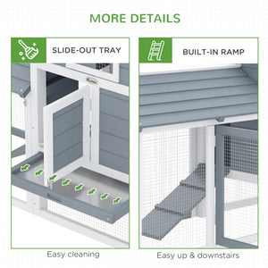 60" Wooden Chicken Coop with 2 Doors, Nest Box, and Removable Tray