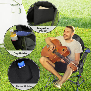 Set of 2 Camping Hammock Chairs, Adjustable Backrest, Foldable with Cup Holder and Padded Seat 