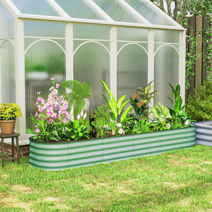 Galvanized raised planter kit with safety edging, green