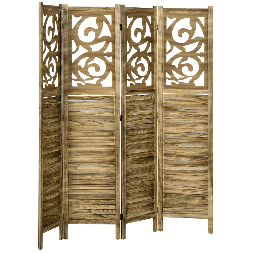 4-panel folding screen, brown
