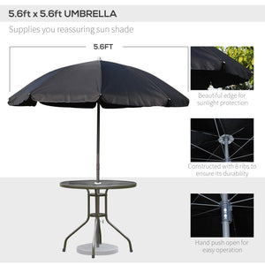 6-piece outdoor dining set for 4 people with parasol