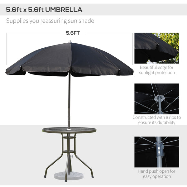 6-piece outdoor dining set for 4 people with parasol
