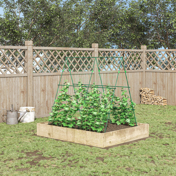 Metal trellis with netting for cucumbers and other climbing plants