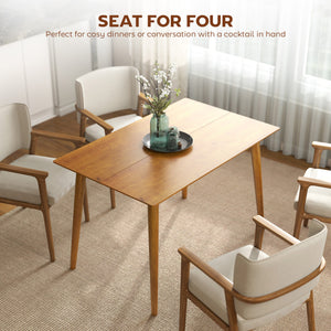 4-seater solid pine wood dining table, farmhouse style – Brown