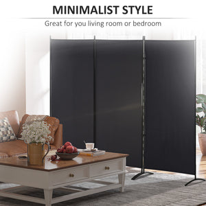 3-panel double-hinged room divider, black