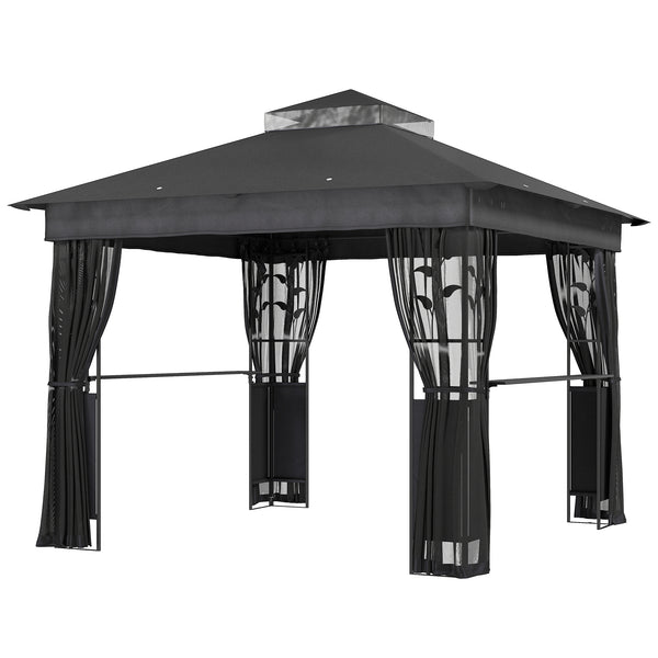 10' x 10' Gazebo with Shelves and Netting, UV30+ for Lawn, Garden and Patio
