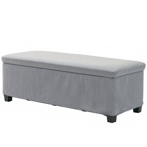 Pouf with storage and velvet cover, light gray