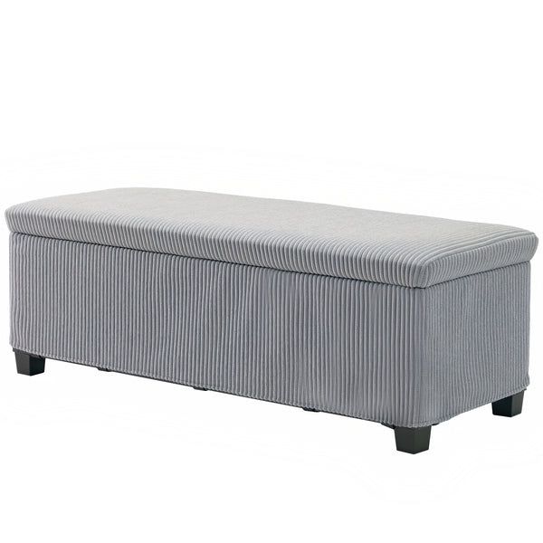 Pouf with storage and velvet cover, light gray