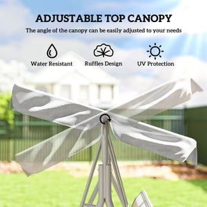 3-seater swing with canopy, light grey