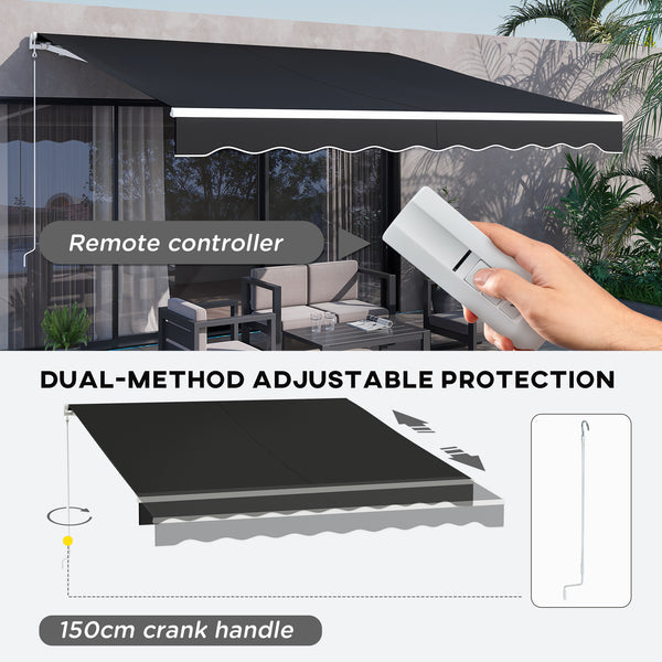 12'x10' Electric Retractable Awning with Remote Control, Black
