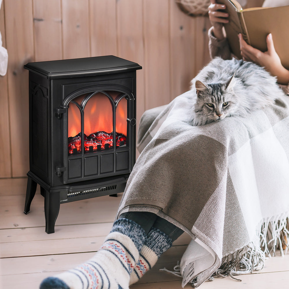 Black electric stove with adjustable brightness 750/1500 W