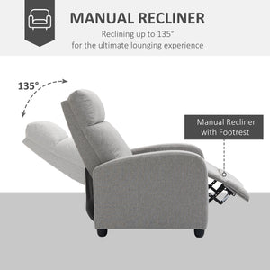 Manual Fabric Recliner for Home Theater, Light Gray