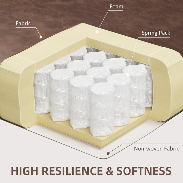 Modern faux leather accent chair with thick padding, brown