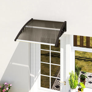 3.4 x 3.2 ft polycarbonate door canopy, brown 