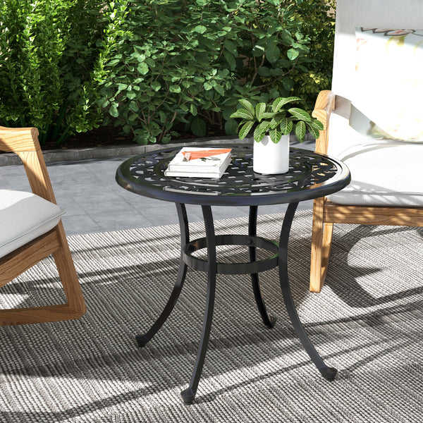 Patio table with cast aluminum frame, black