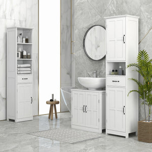 Vanity unit with double doors and adjustable shelf, white
