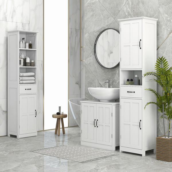 Vanity unit with double doors and adjustable shelf, white