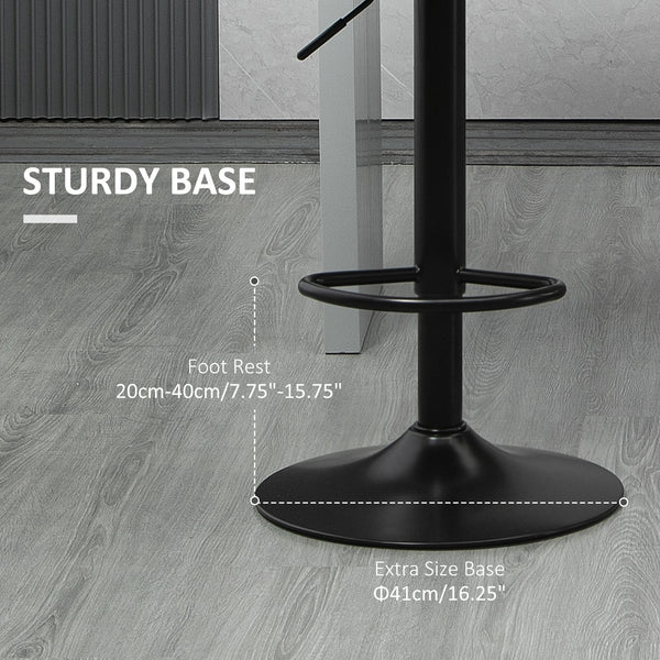 Set of 2 Adjustable Swivel Bar Stools with Footrest, Grey