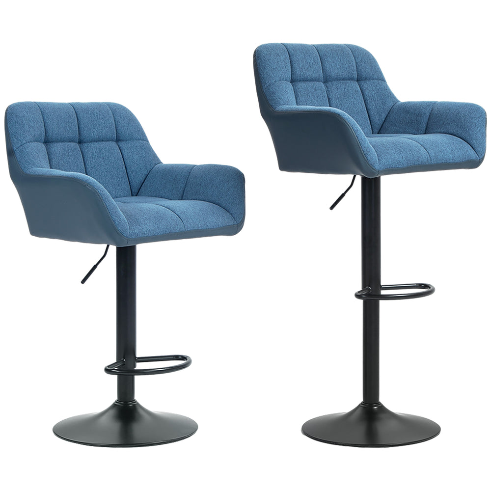 Set of 2 swivel bar stools with footrests