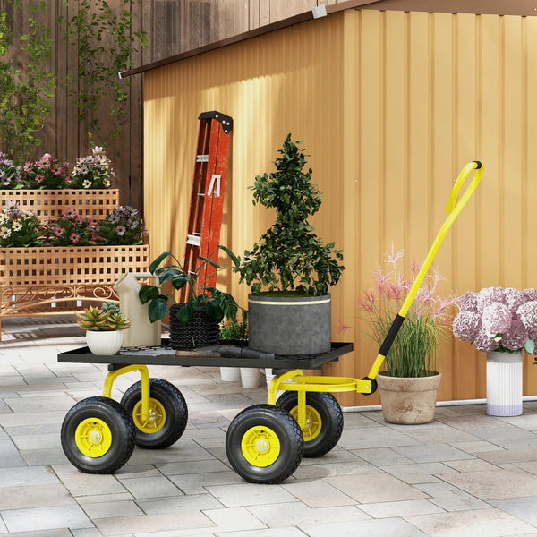 Sturdy garden cart with 10-inch wheels