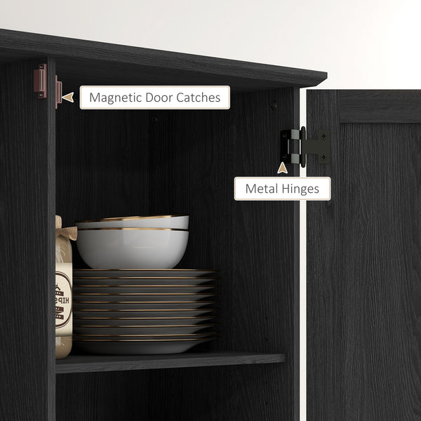 Storage unit with door shelves and adjustable shelves, black