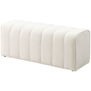 Upholstered bedroom bench, cream white