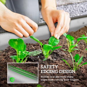 Galvanized raised planter with safety rim, silver