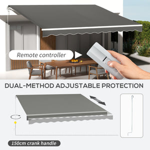 13' x 10' Electric Retractable Patio Sun Shade with Remote Control, Light Gray