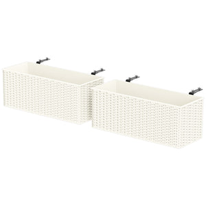 Set of 2 hanging flower pots, white