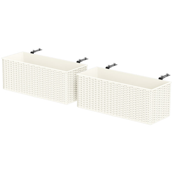 Set of 2 hanging flower pots, white