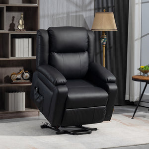 Black Leatherette Power Recliner Lift Chair with Remote Control