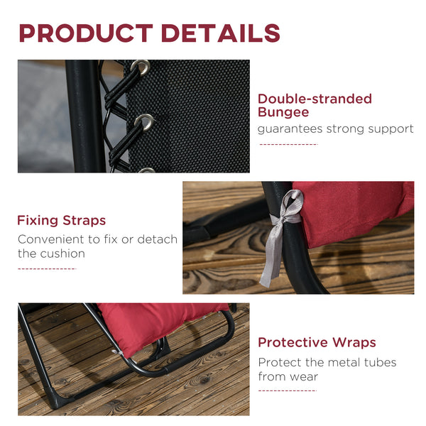 Set of 2 Zero Gravity Reclining Chairs with Cushion and Headrest, Wine Red