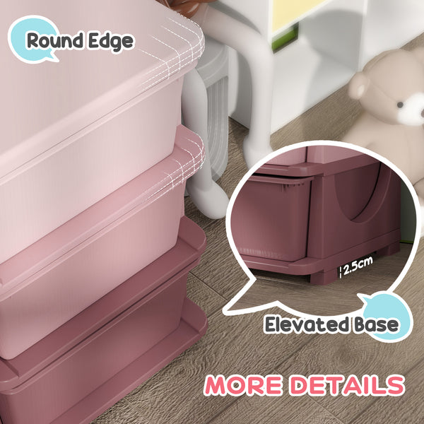 3-Tier 9-Drawer Plastic Toy Organizer, Pink