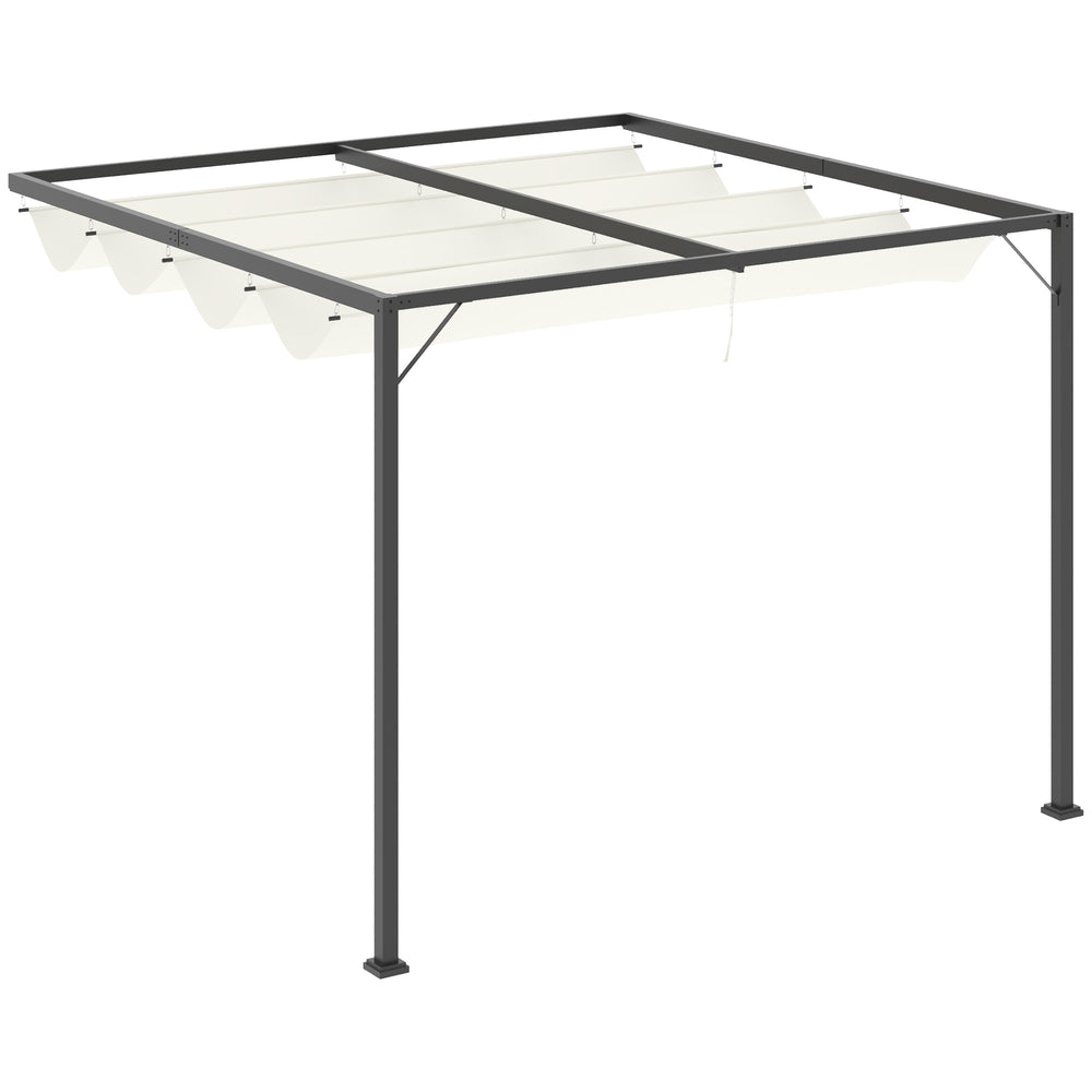 10 x 10 pergola with retractable awning, cream white