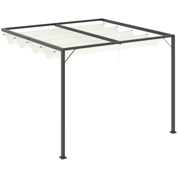 10 x 10 pergola with retractable awning, cream white