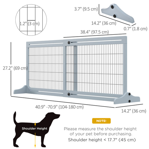 Freestanding Wooden Pet Gate, Grey-Blue