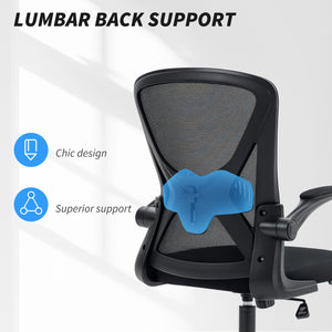 Mesh Office Chair, Swivel with Lumbar Support, Adjustable Height, Flip-up Armrests, Black