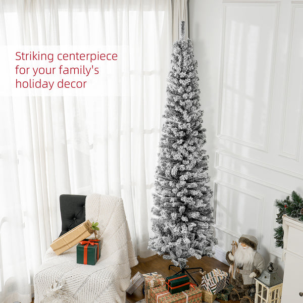 7.5 foot frosted pencil shaped Christmas tree