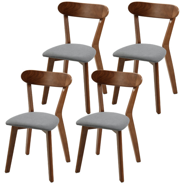 Wooden dining chairs, grey and brown, set of 4