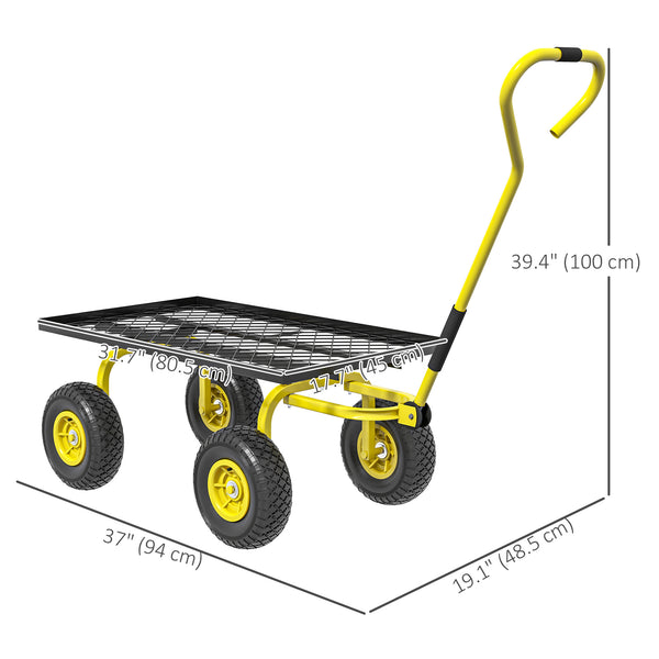 Sturdy garden cart with 10-inch wheels