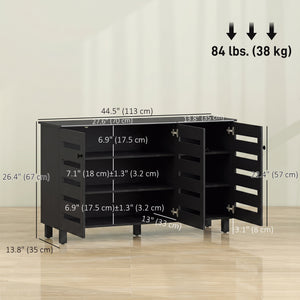 Black shoe cabinet with 2 cupboards and adjustable shelves for 15 pairs, black