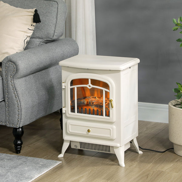 40cm beige freestanding electric fireplace with 750/1500W wood flame