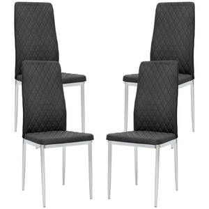 Set of 4 dining chairs with faux leather upholstery and steel legs, black