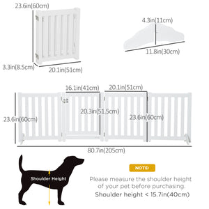 White foldable pet gate with door, 4 panels