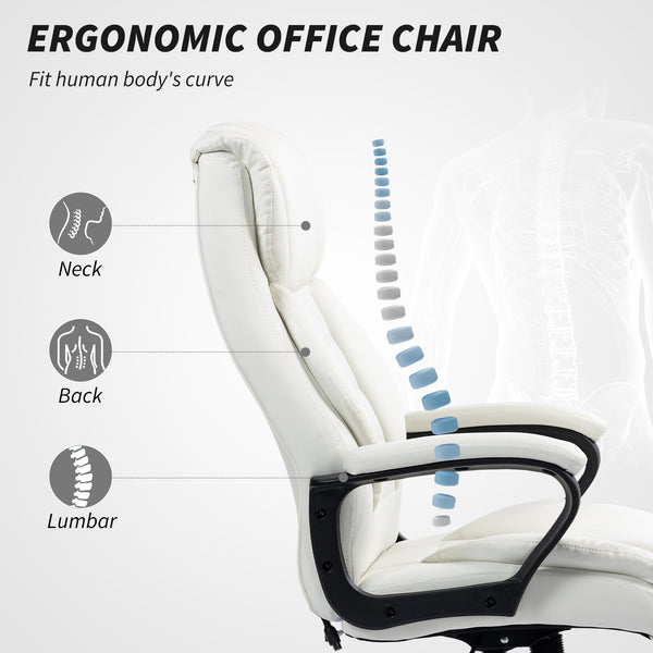 Massage office chair, 6-point vibration, adjustable height, white