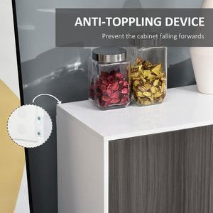 Modern Kitchen Buffet with Coffee Nook, Push-to-Open and 2 Drawers for Living Room, Light Grey