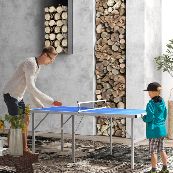 Portable Ping Pong Table with Net and Accessories, Blue